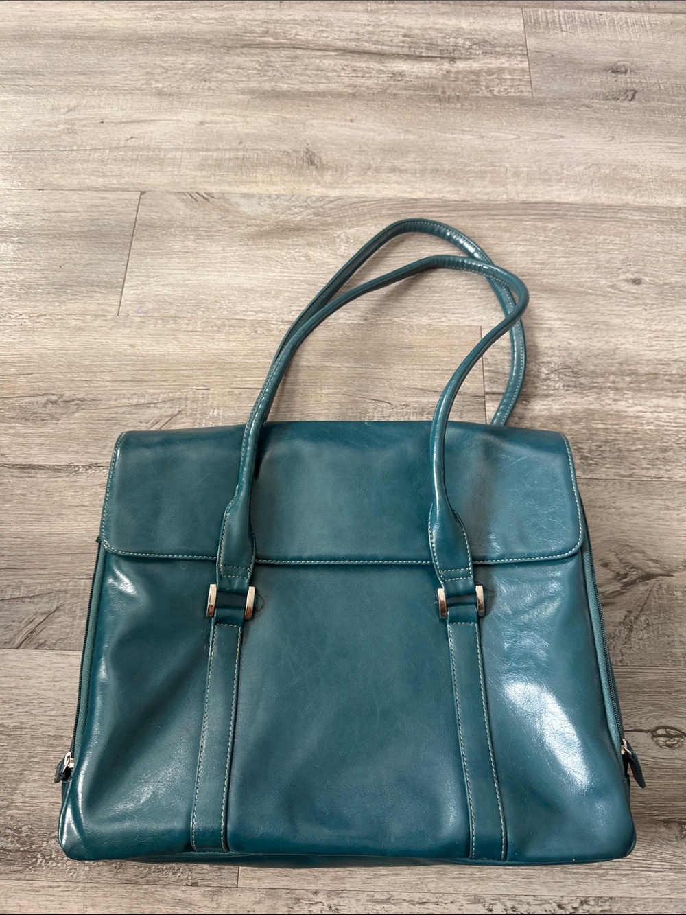 Buxton Teal Leather Tote Bag